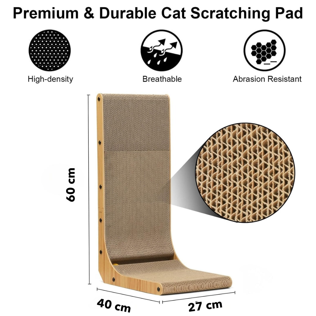 Griffoir en L pour Chat – Carton Mural avec Jouet