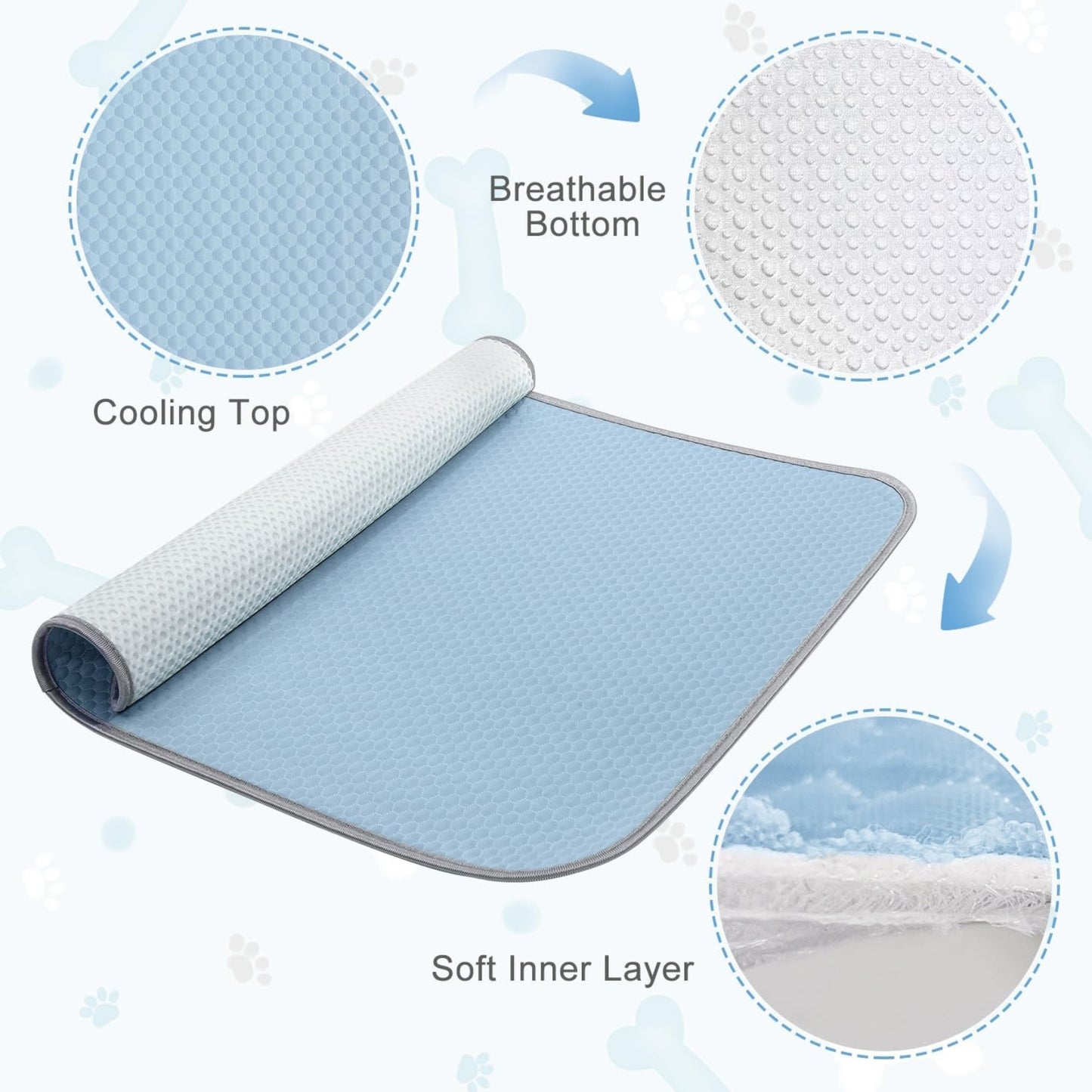 Tapis Rafraîchissant Été pour Chiens & Chats – Coussin en Soie de Glace Lavable