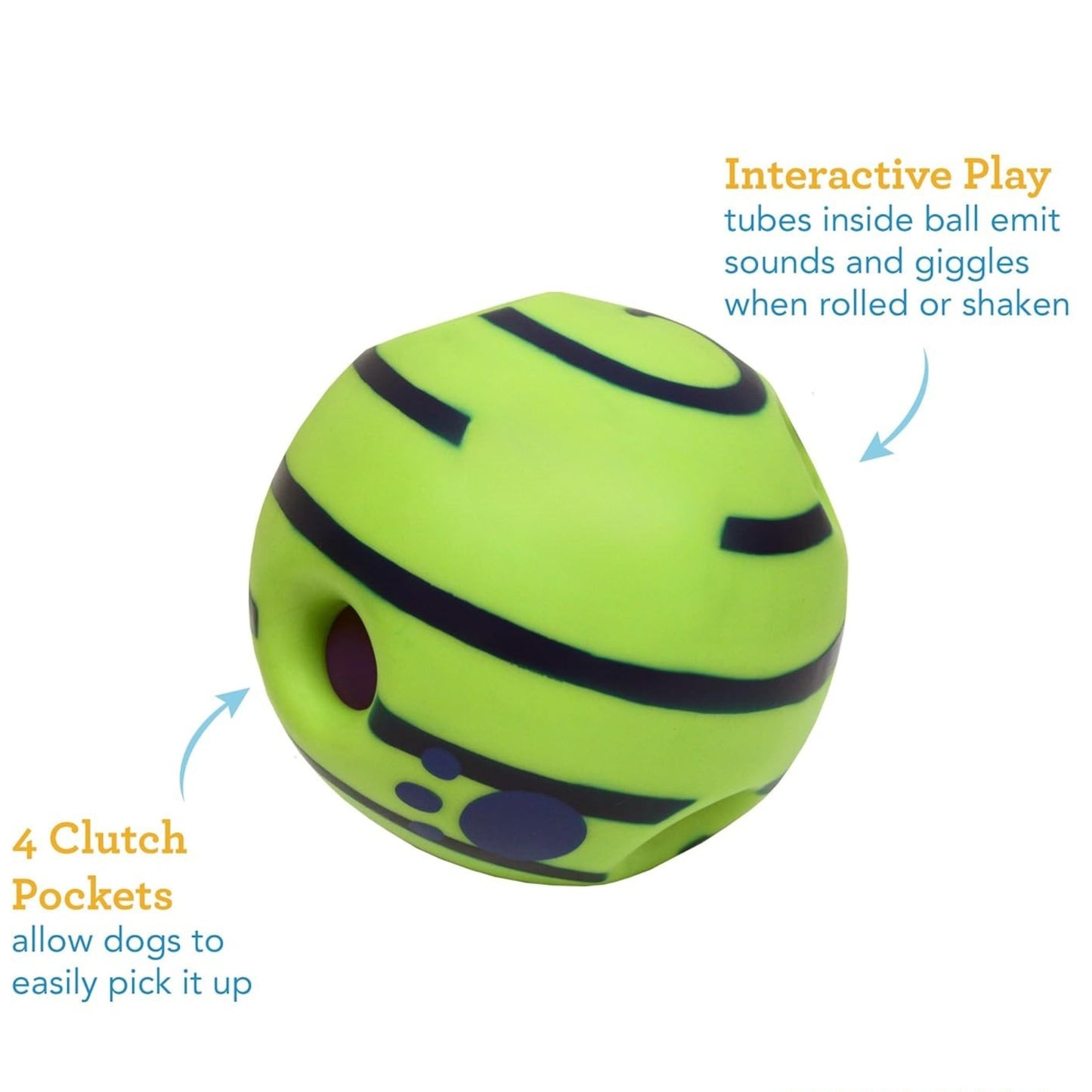 Balle Interactif pour Chien – Bruits Amusants Sans Piles, S’Active en Roulant ou en Secouant