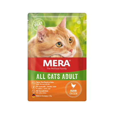 MERA All Cats – Nourriture humide pour chats adultes – 85 g (Saumon, Bœuf, Poulet, Canard)