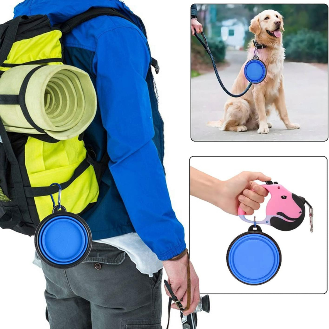 Gamelle Pliable pour Chien – Écuelle de Voyage Portable pour Nourriture & Eau avec Mousqueton