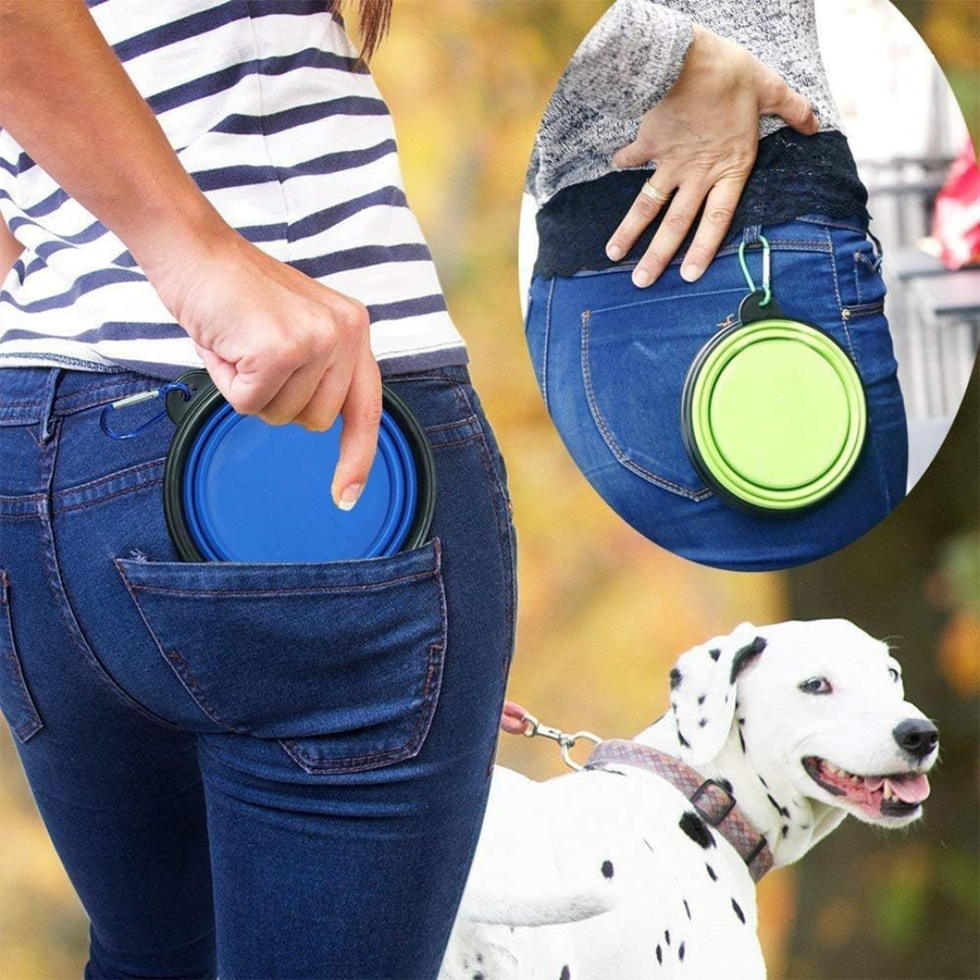 Gamelle Pliable pour Chien – Écuelle de Voyage Portable pour Nourriture & Eau avec Mousqueton