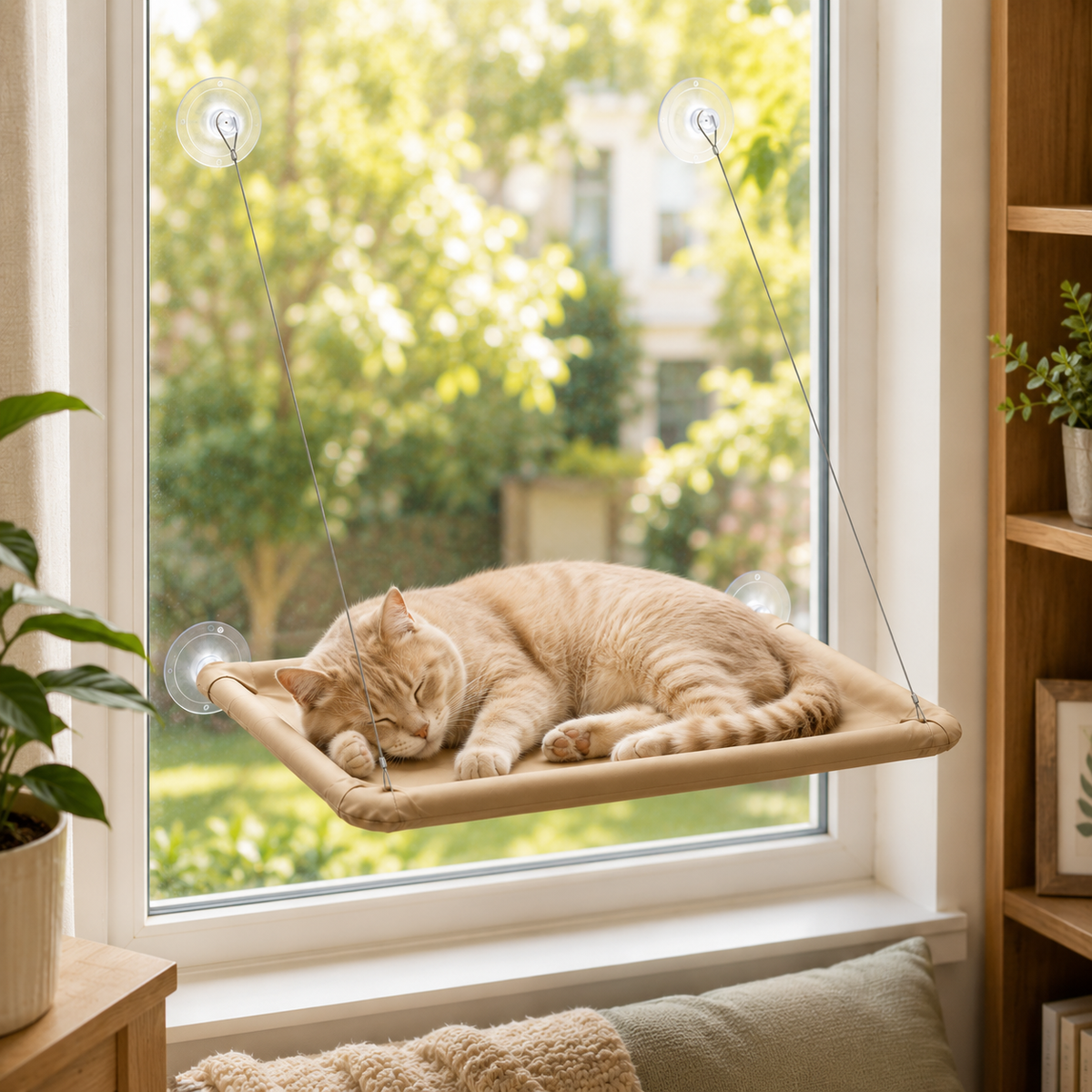 Perchoir pour fenêtre pour chat – Hamac à ventouse pour bronzer, solide et facile à installer