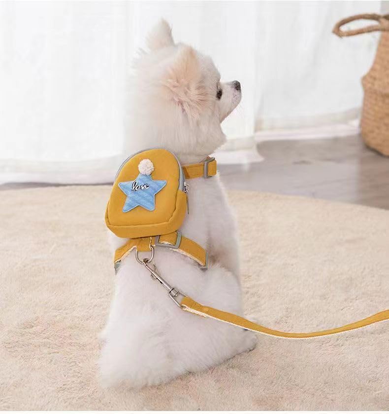 Pet Harness with Backpack & Leash – Adjustable No-Pull Vest