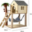 Wooden Cat Tree with House, Hammock & Sisal Scratching Post