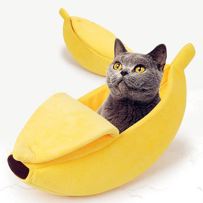 Cat Bed Banana-Shaped  – Soft Plush House for Small Pets