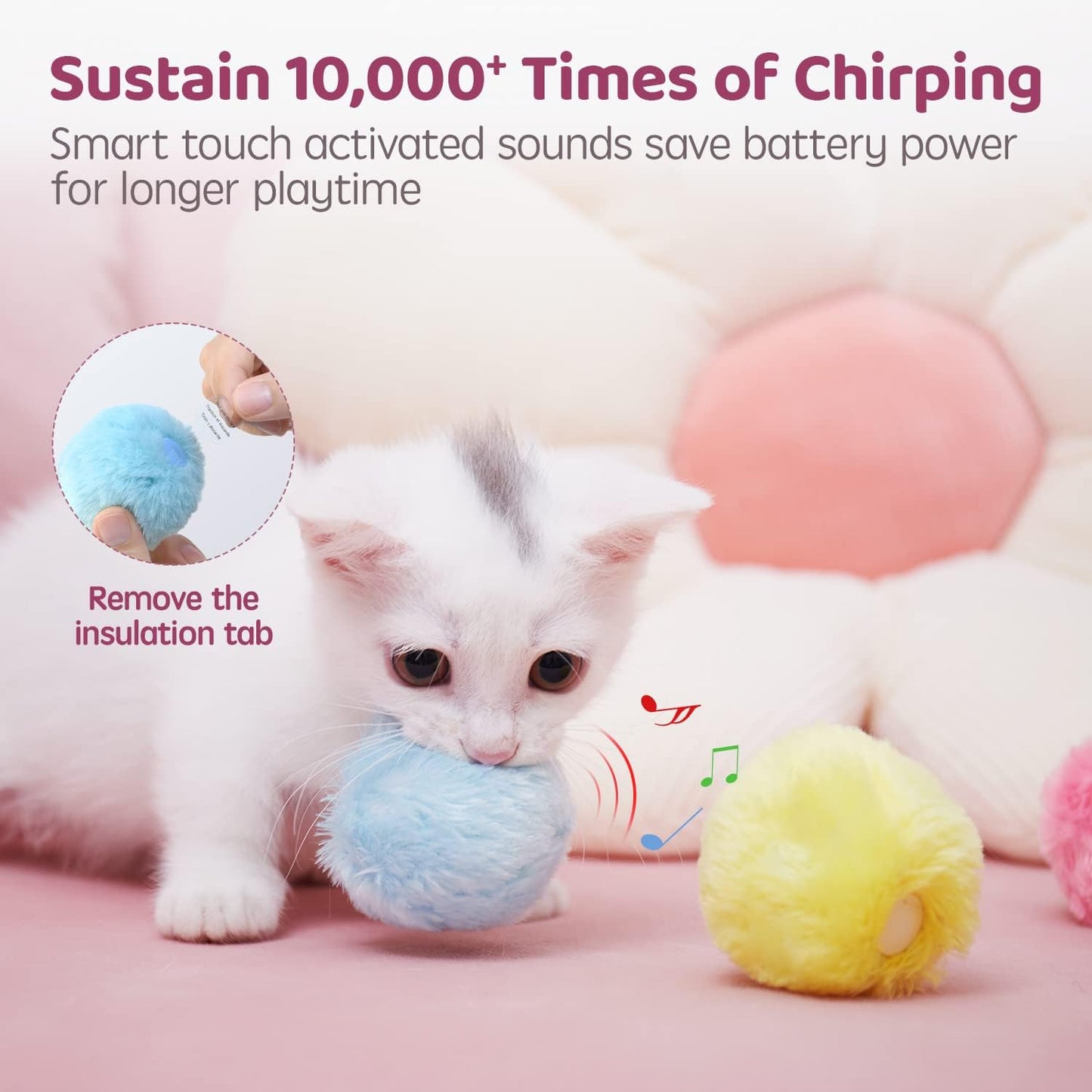 Jouet interactif pour chat avec son et herbe à chat