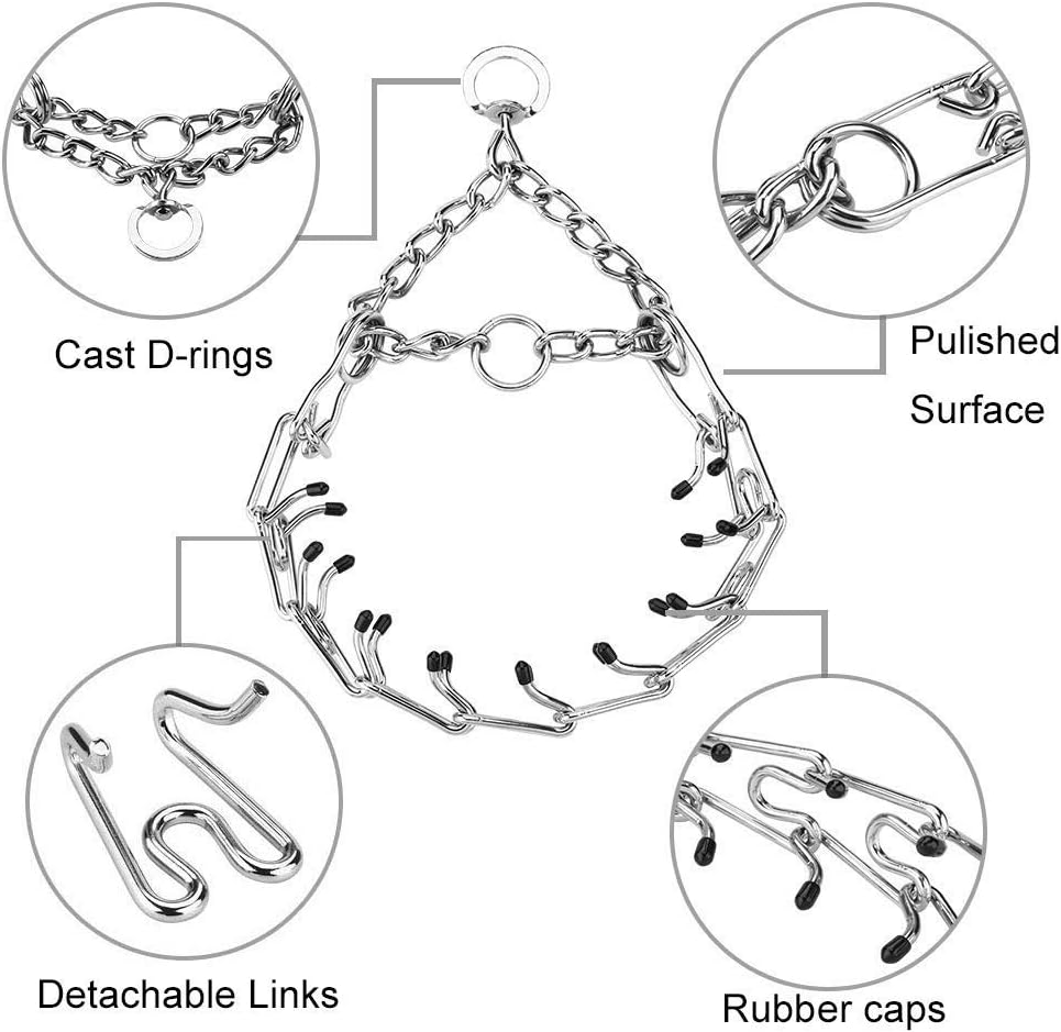 Adjustable Dog Prong Training Collar with Rubber Tips