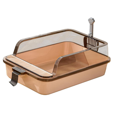 Open Top Cat Litter Box – High Side Tray with Scoop