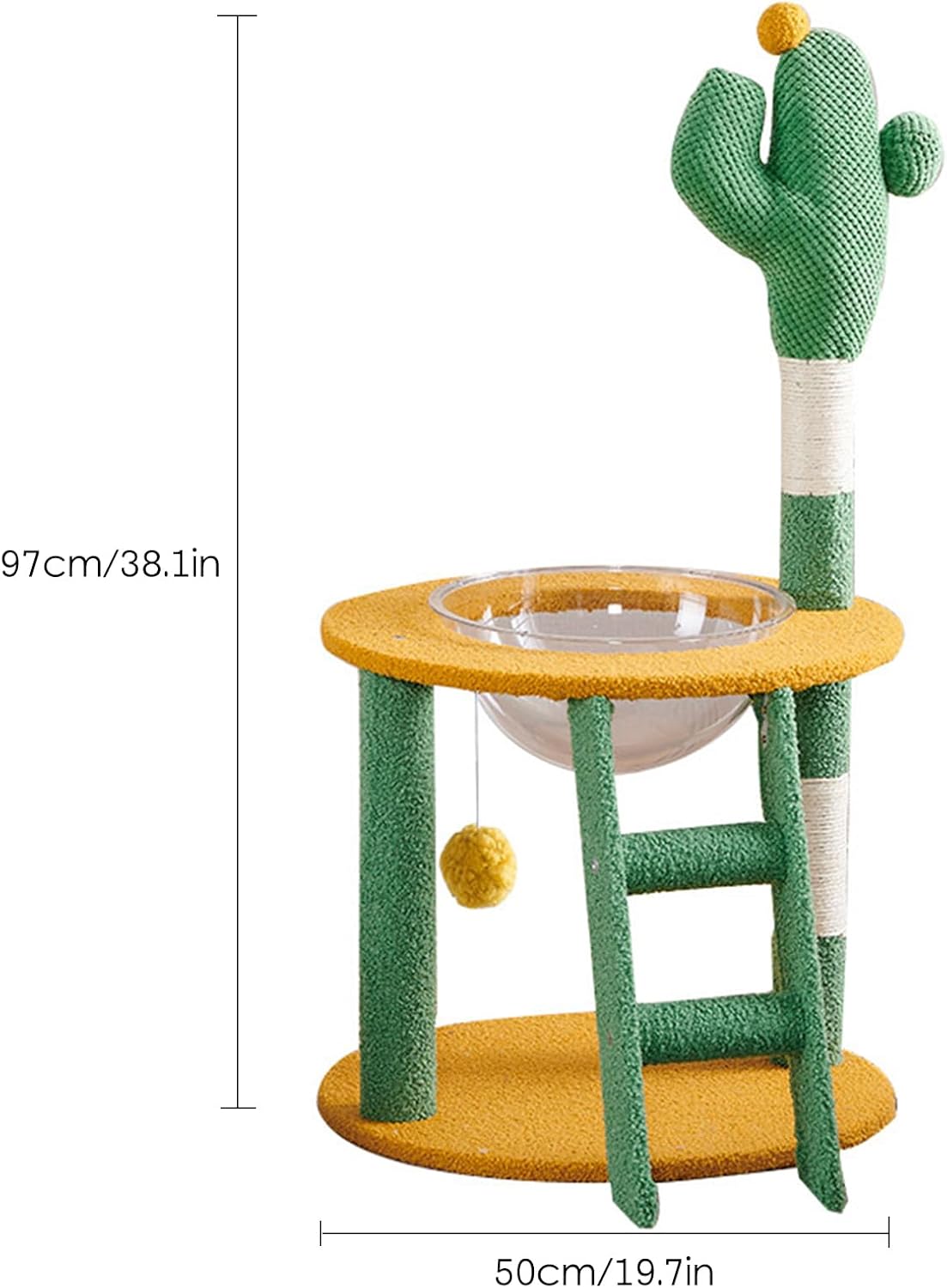 Cactus Cat Tree with Hammock, Scratching Post & Ladder