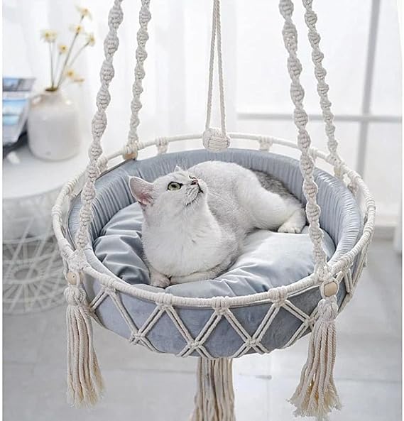 Hamac Suspendu pour Chat – Lit avec Coussin en Coton