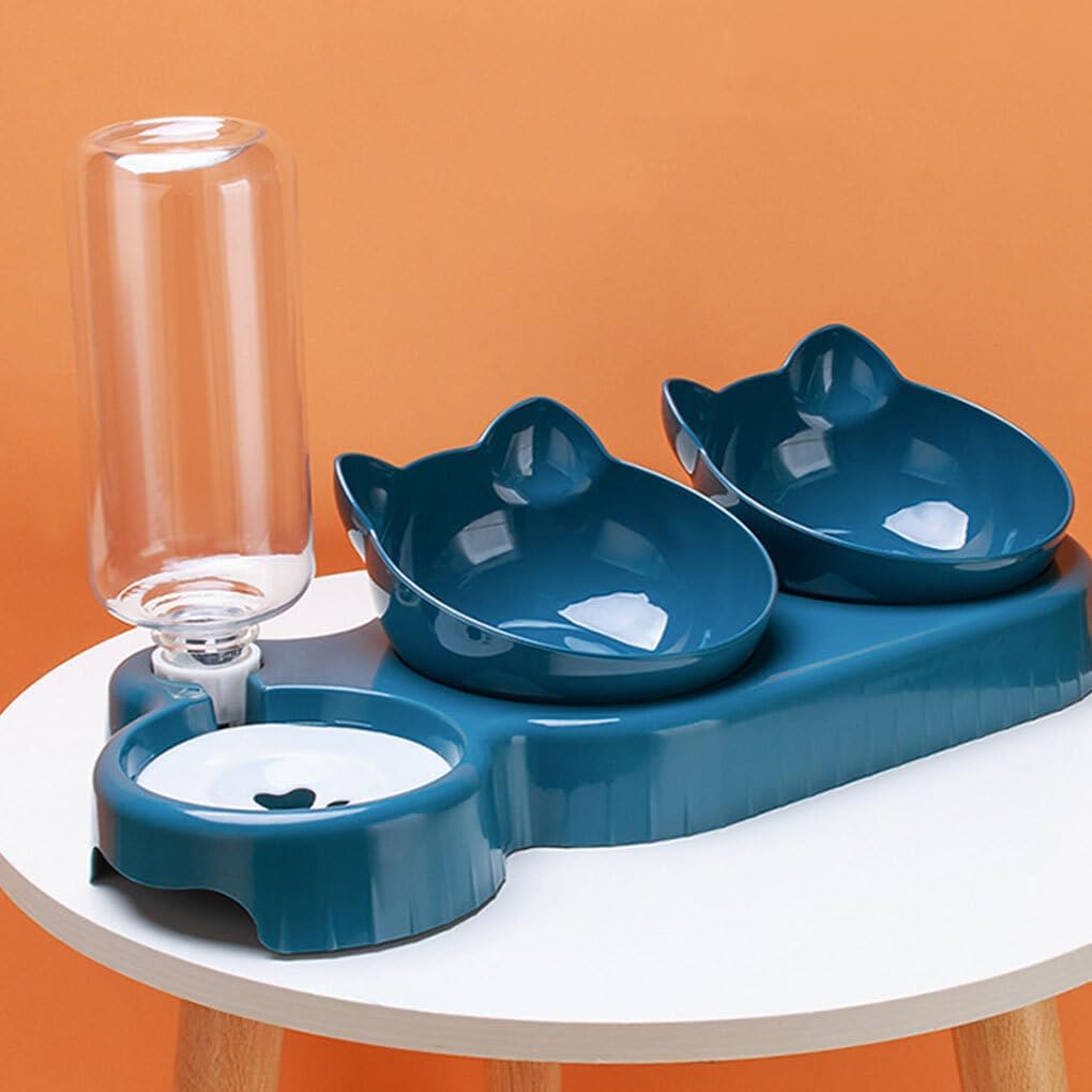 Gamelle inclinée pour chat avec distributeur d'eau automatique – Anti-déversement et facile à nettoyer