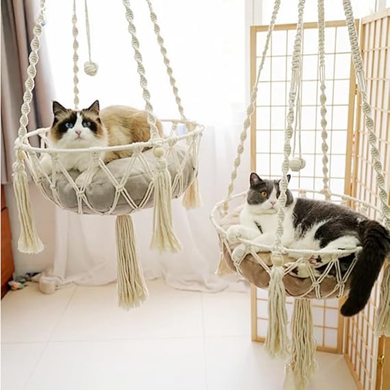 Hamac Suspendu pour Chat – Lit avec Coussin en Coton