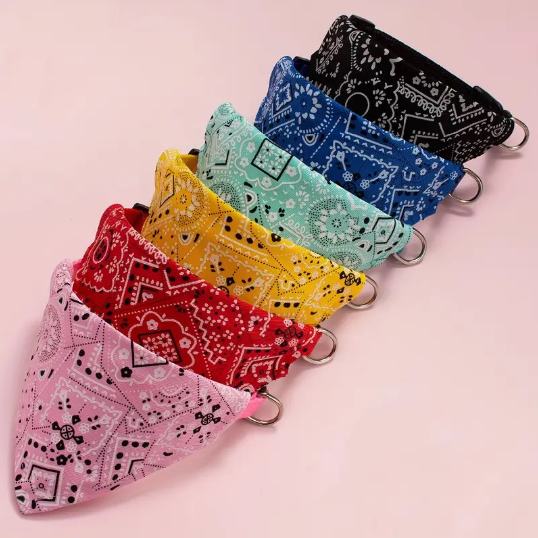 Dog & Cat Bandana Collar Scarf – Adjustable Neckerchief with Safety Buckle