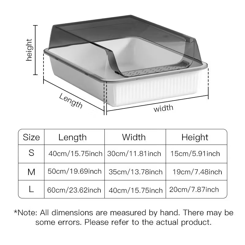 Bac à Litière Chat à Hautes Parois – Semi-Fermé avec Pelle