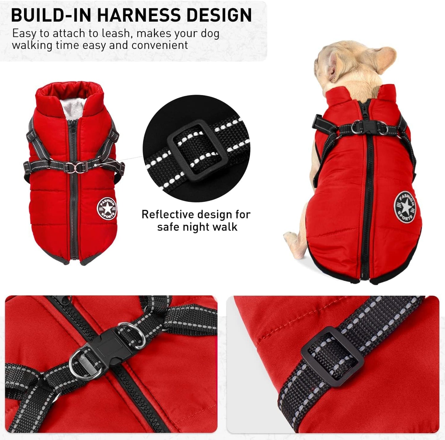 Winter Dog Jacket with Built-In Harness – Warm Outdoor Coat