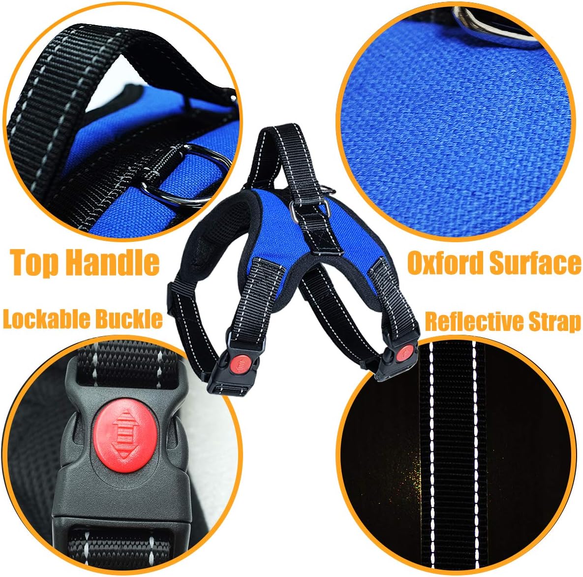 Harnais pour Chien – Harnais Ajustable Rembourré avec Poignée