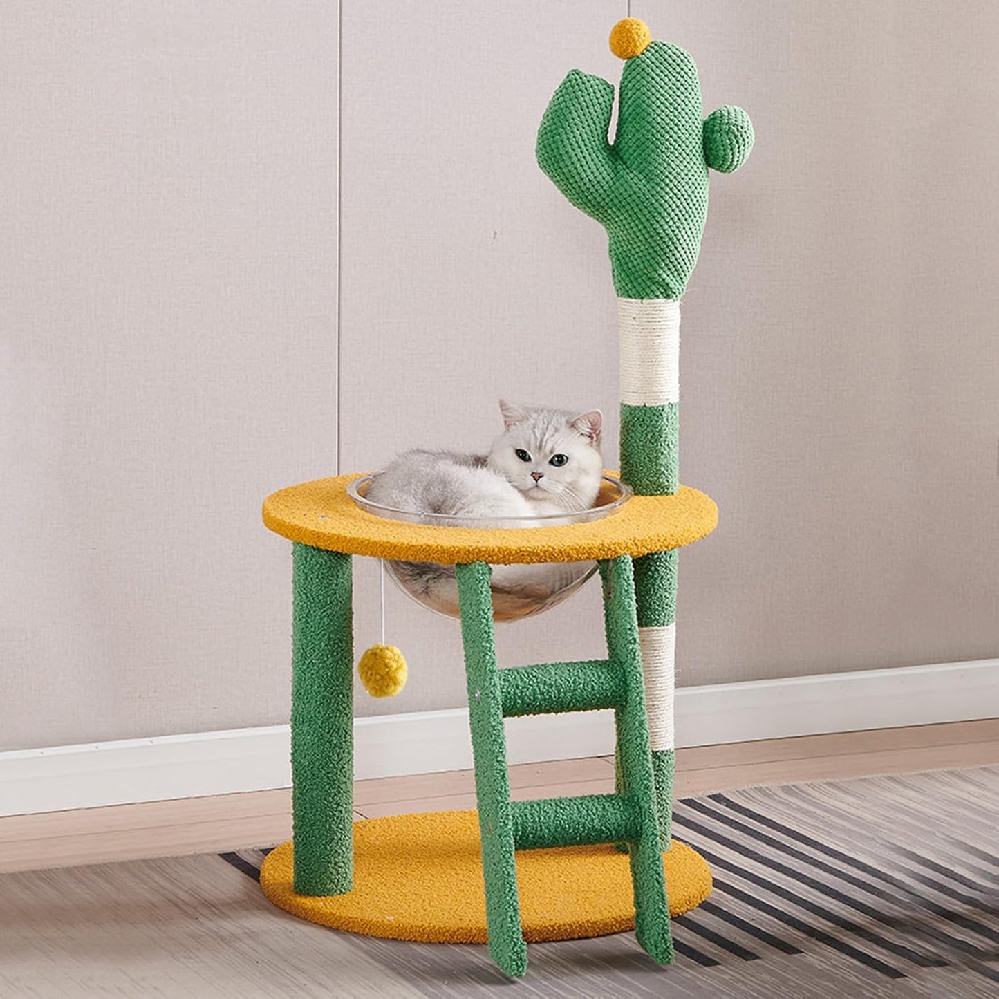 Cactus Cat Tree with Hammock, Scratching Post & Ladder