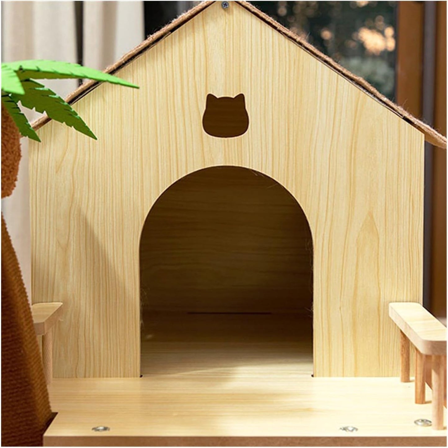 Wooden Cat Tree with House, Hammock & Sisal Scratching Post
