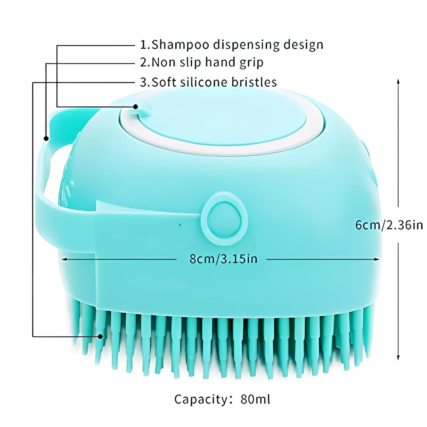 Brosse pour Chat et Chien - Brosse de Bain en Silicone avec Distributeur de Shampoing