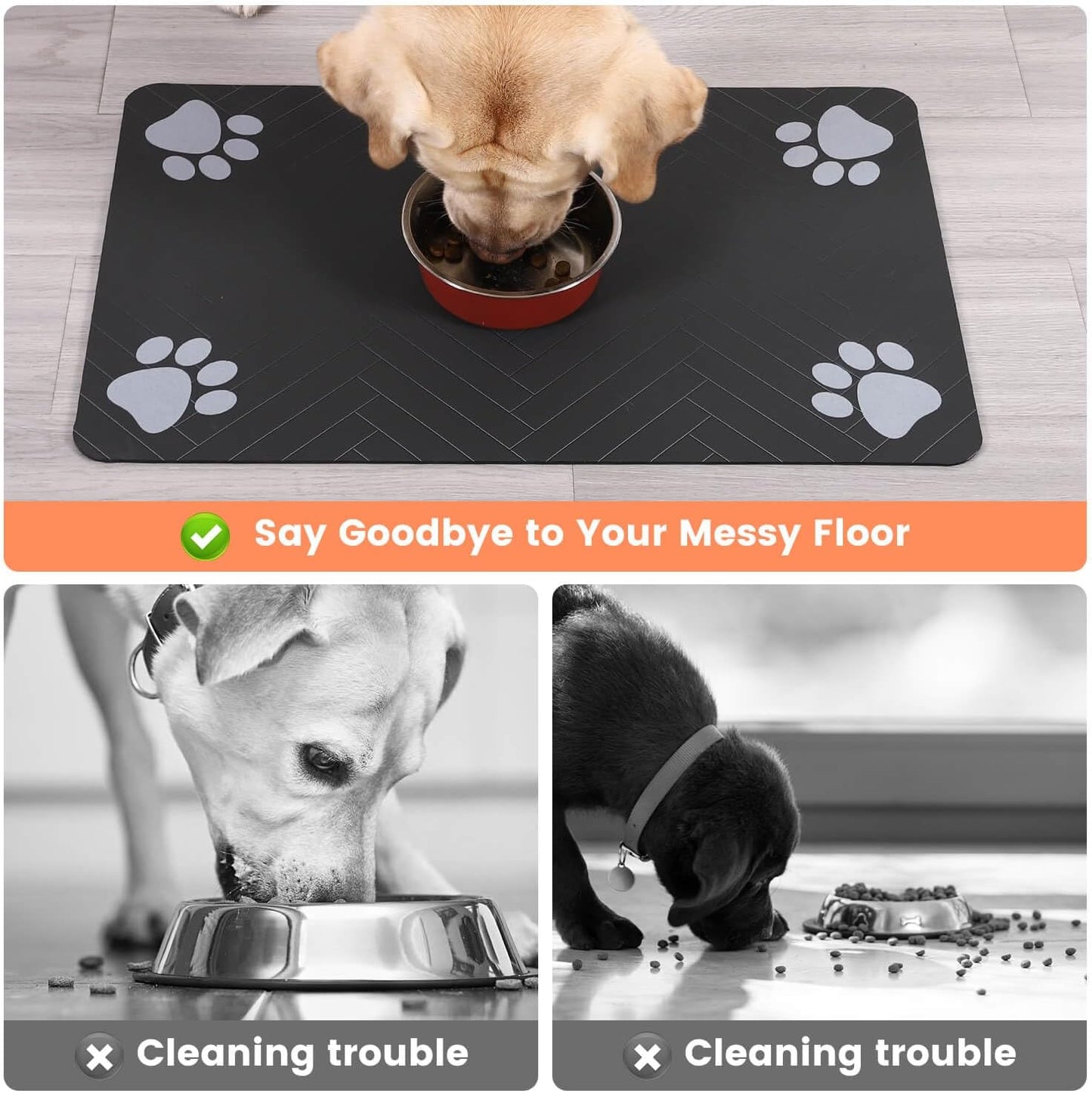 Tapis d'alimentation pour animaux – Absorbant, imperméable et antidérapant pour chats et chiens