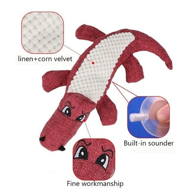 Jouet à mâcher interactif pour chien alligator avec fonction sonore