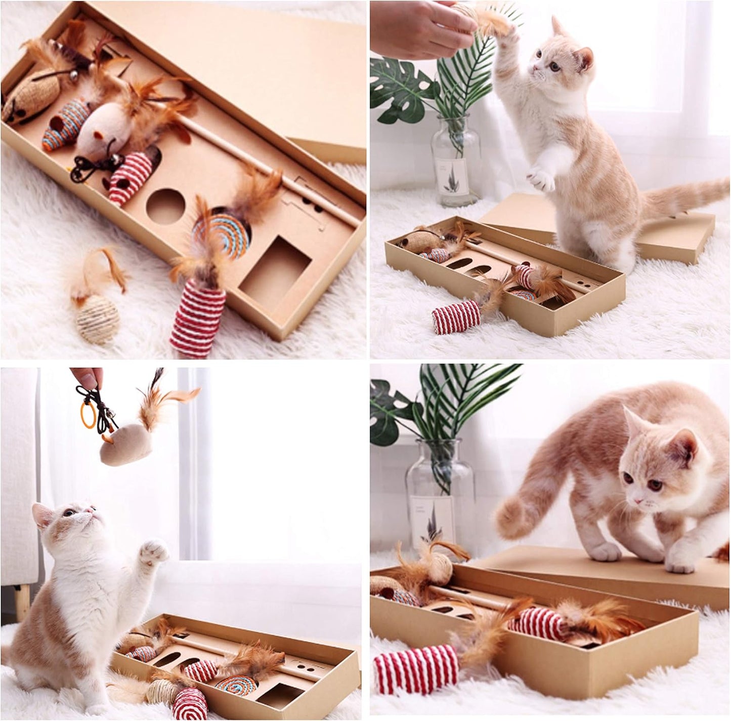 Jouet Interactif pour Chat – Baguette avec Plumes (7 Pièces)