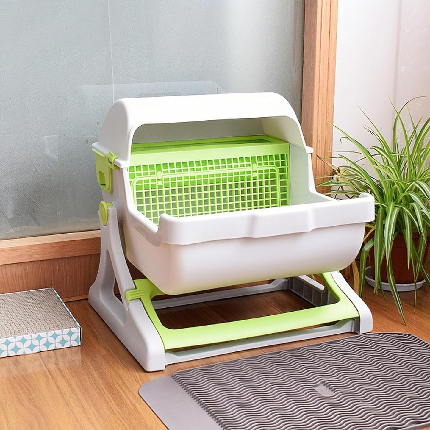 Bac à Litière Chat Semi-Automatique – Grand Plateau en PP
