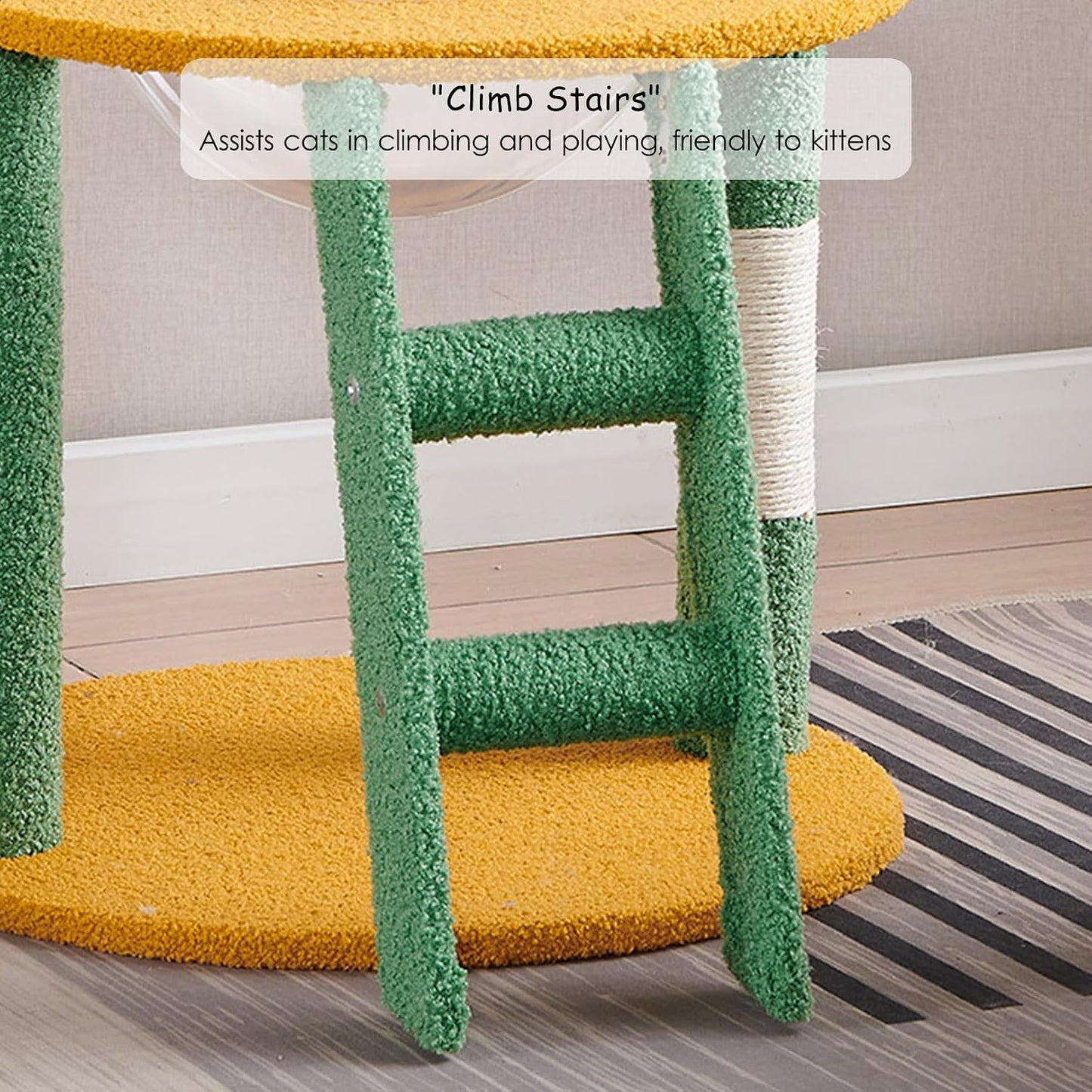 Cactus Cat Tree with Hammock, Scratching Post & Ladder