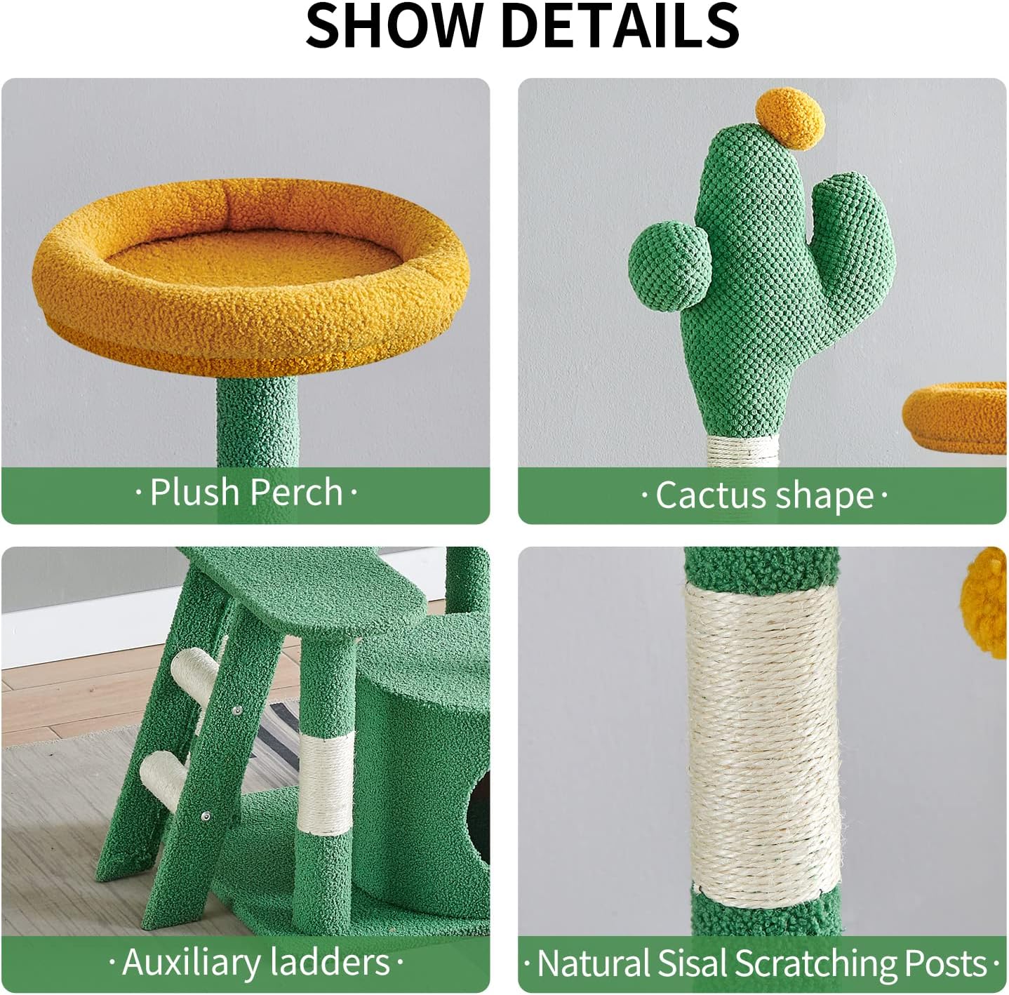 Arbre à Chat Cactus – Tour 135 cm avec Capsule et Condos