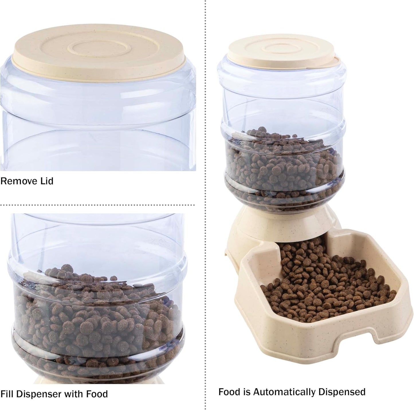 Mangeoire Automatique pour Chat et Chien - Ensemble Distributeur de Nourriture et d'Eau avec Recharge par Gravité