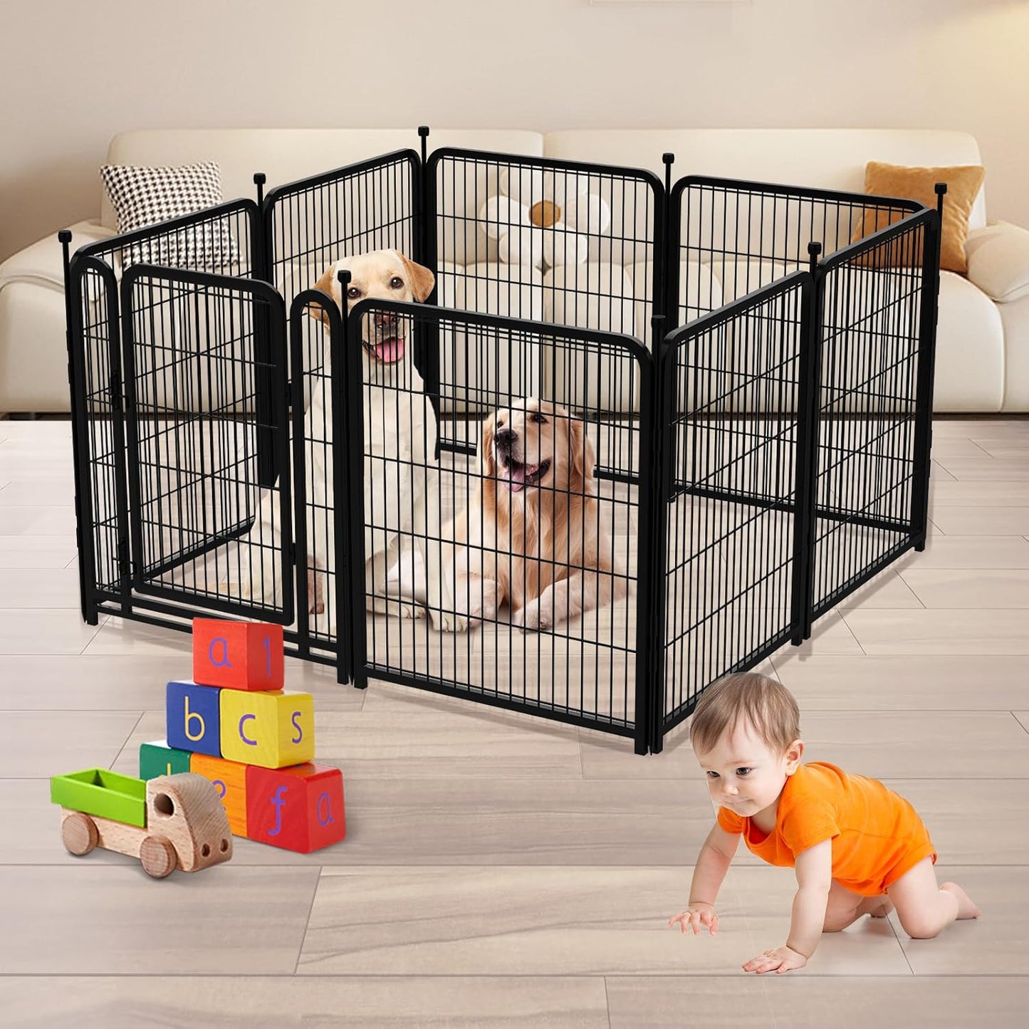Metal Pet Playpen – Foldable Indoor & Outdoor Exercise Fence