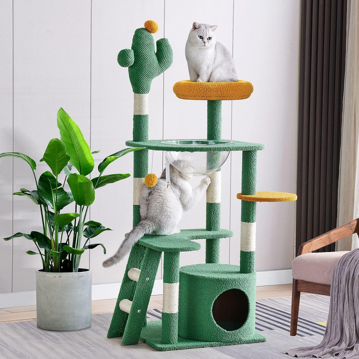 Arbre à Chat Cactus – Tour 135 cm avec Capsule et Condos