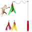 Interactive Cat Wand Toy with Telescopic Rod and 3 Feather Attachments