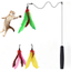 Interactive Cat Wand Toy with Telescopic Rod and 3 Feather Attachments