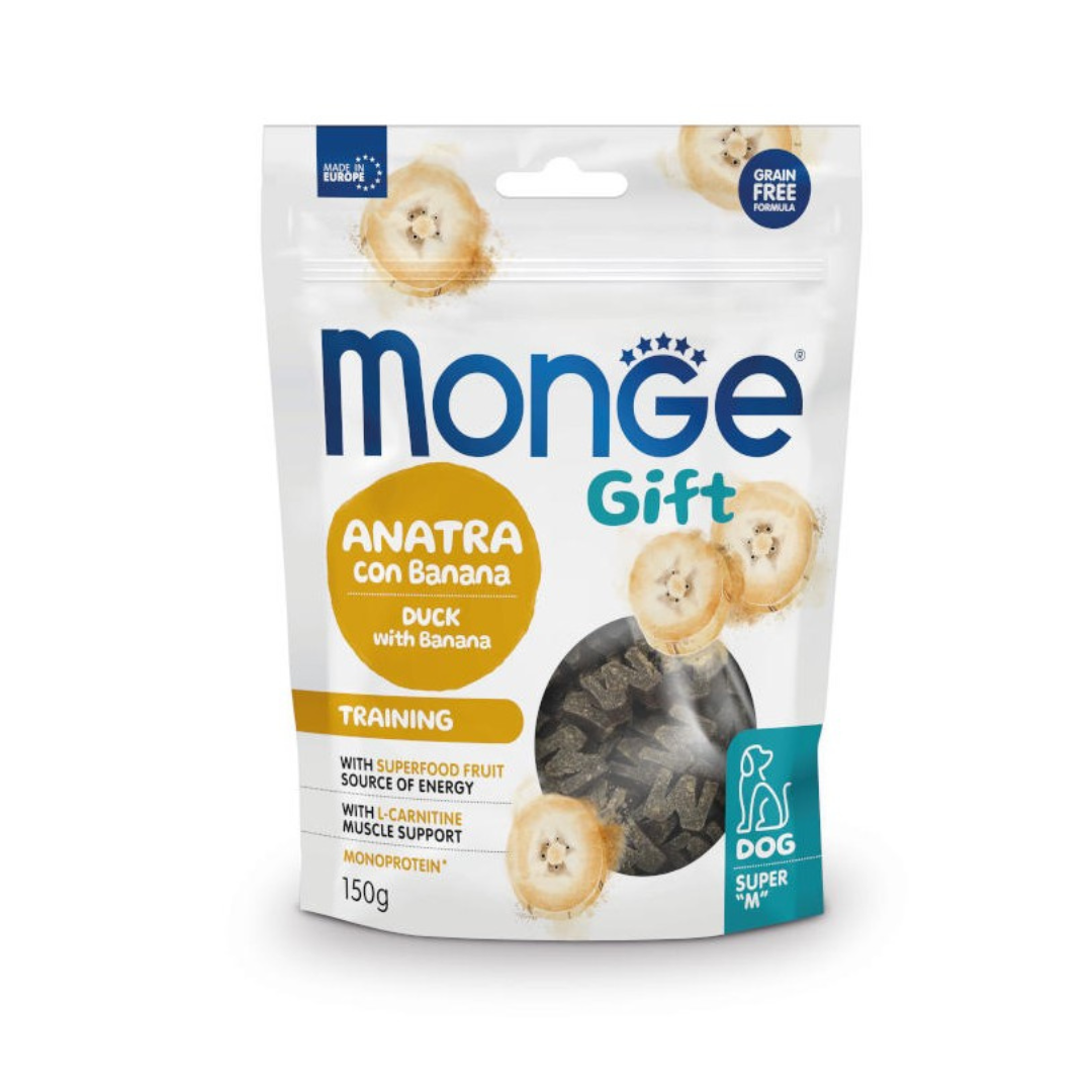 Monge Gift Super M Training Dog Treats – Duck & Banana 150 g