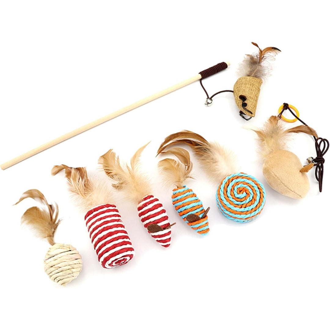 Jouet Interactif pour Chat – Baguette avec Plumes (7 Pièces)