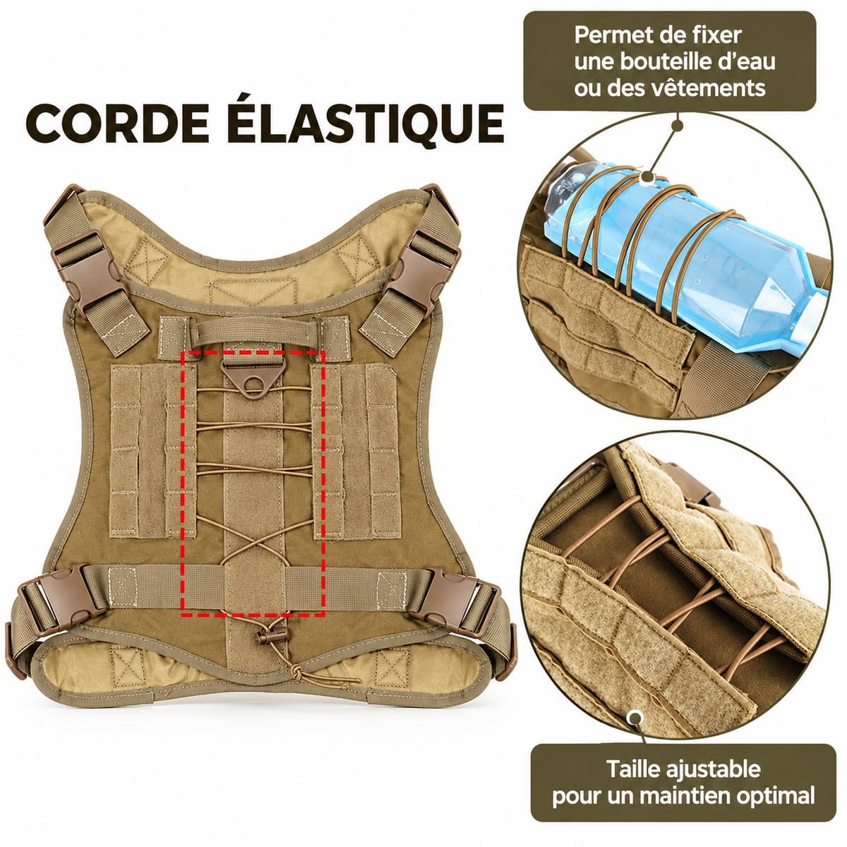 Tactical Dog Harness with Shock-Absorbing Leash – Set