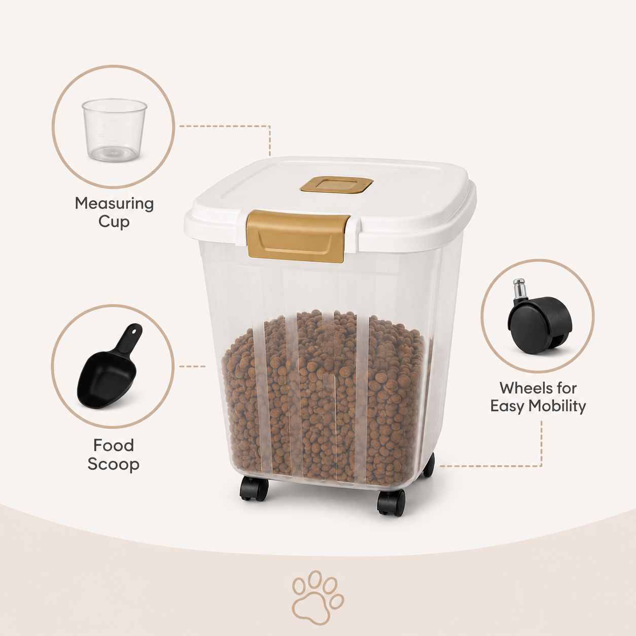 Conteneur de Stockage pour Croquettes avec Boîte Anti-Humidité