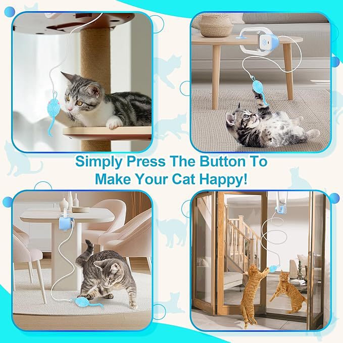USB Rechargeable Hanging Cat Toy with Retractable Mouse