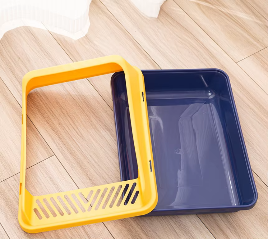 Bac à Litière Ouvert pour Chat – Bords Hauts & Pelle Incluse