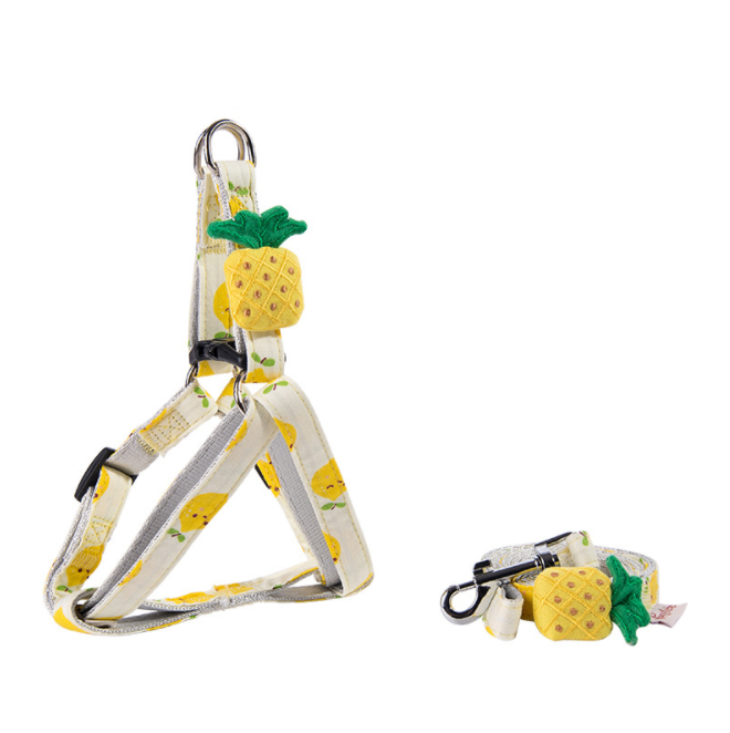 Pineapple Dog Harness & Leash Set – Adjustable Pet Harness