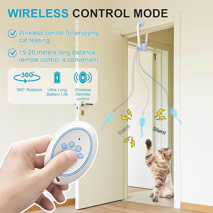 USB Rechargeable Hanging Cat Toy with Retractable Mouse
