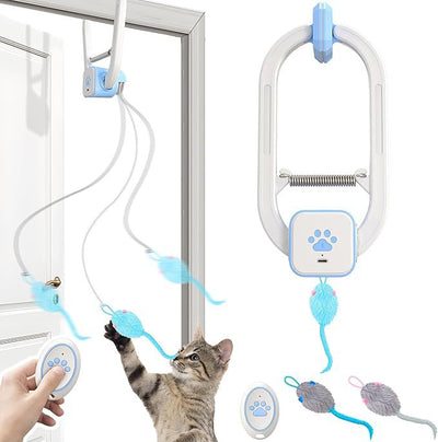 USB Rechargeable Hanging Cat Toy with Retractable Mouse