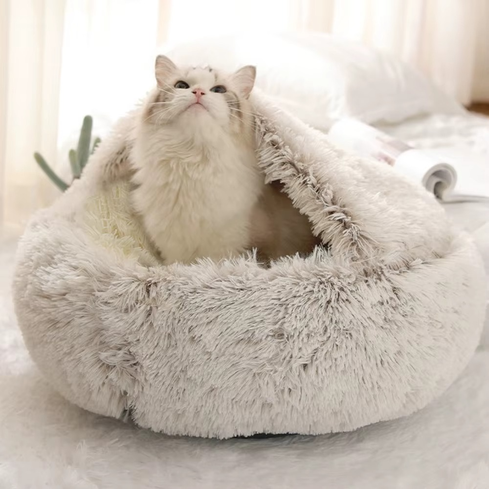 Lit Grotte Douillet pour Chat avec Base Antidérapante