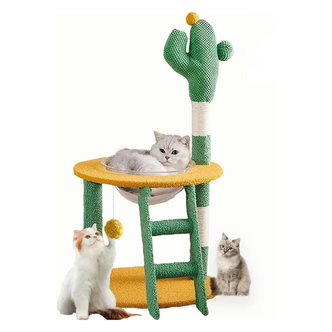 Cactus Cat Tree with Hammock, Scratching Post & Ladder