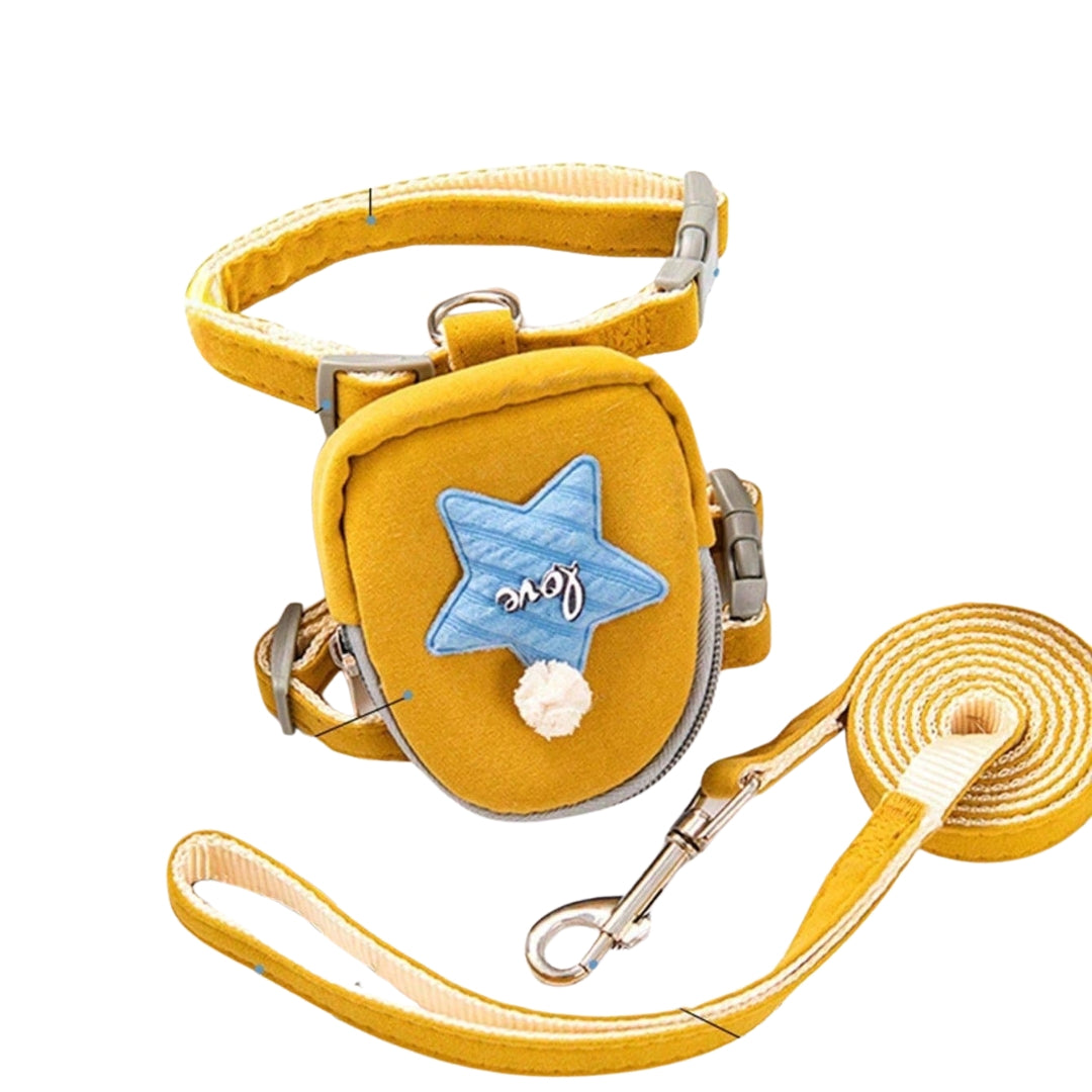 Pet Harness with Backpack & Leash – Adjustable No-Pull Vest