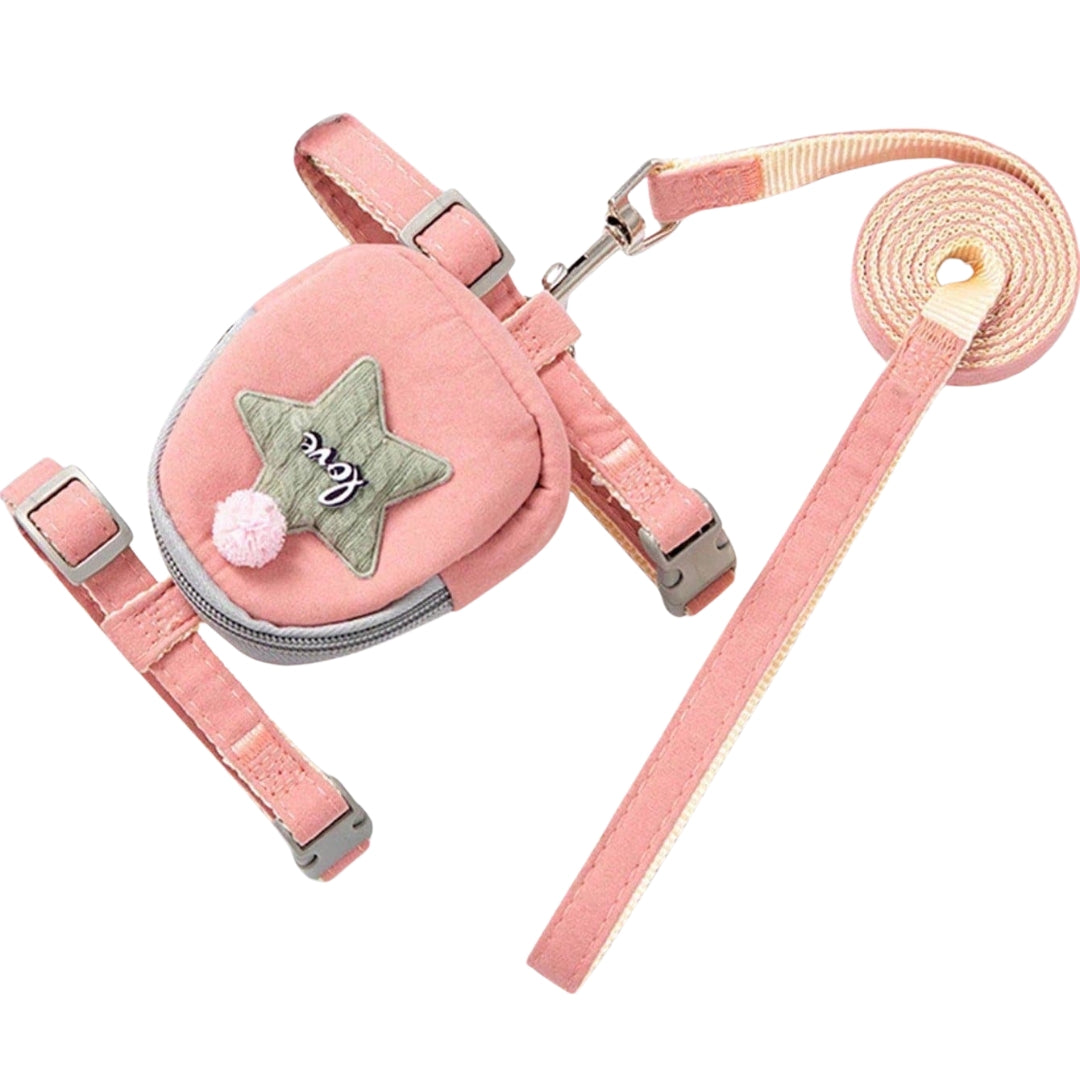 Pet Harness with Backpack & Leash – Adjustable No-Pull Vest
