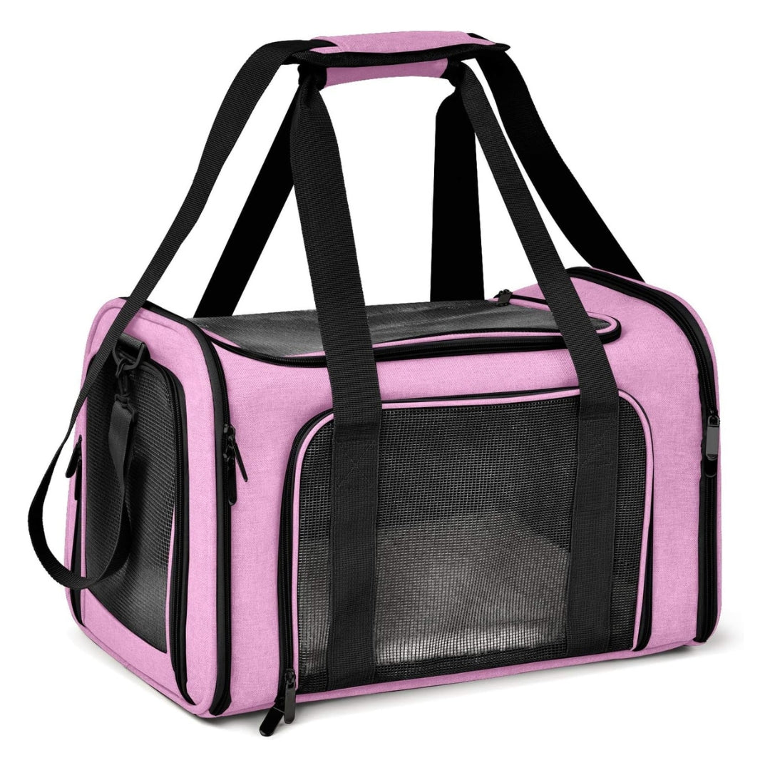 Pet Carrier for Small Dogs Medium Cats up to 12 kg, Soft Sided, Collapsible, Foldable - Grey