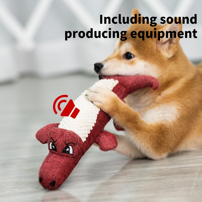 Jouet à mâcher interactif pour chien alligator avec fonction sonore